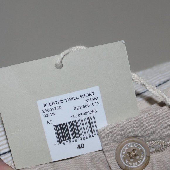 🤎 NEW Men's Palm Beach Golf Shorts Size 40 Pleated Twill Pants NWT - Picture 2 of 6